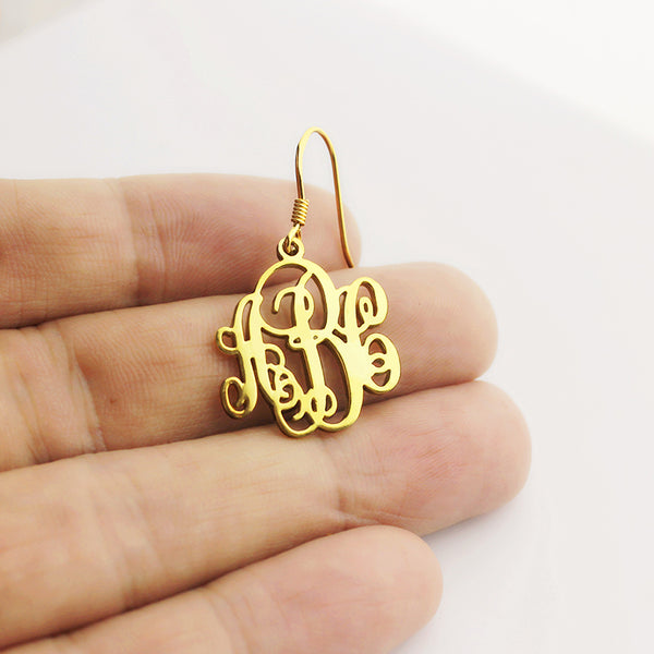 Gold Monogram Dangle Earrings