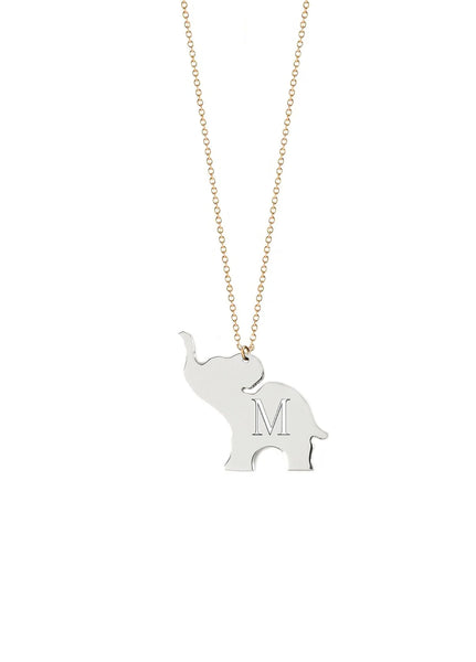 good luck elephany necklace initial