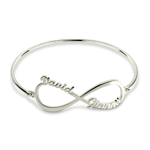 Sterling Silver Infinity Name Bangle Bracelet