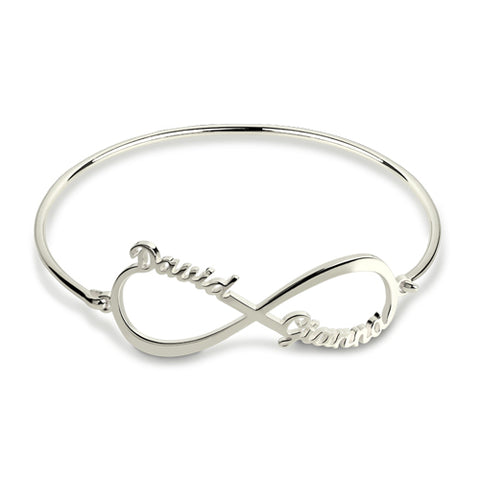 Sterling Silver Infinity Name Bangle Bracelet