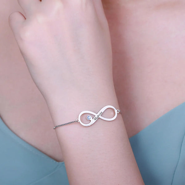 Infinity Name and Birthstone Tassel Bracelet 2