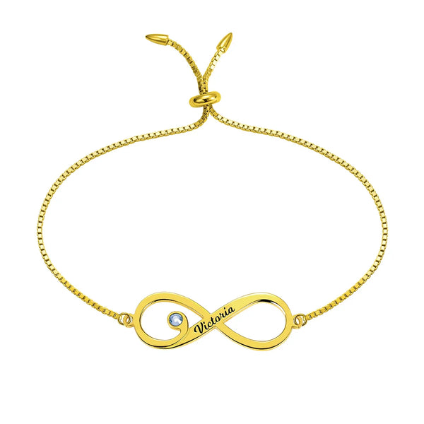 Infinity Name and Birthstone Tassel Bracelet 3