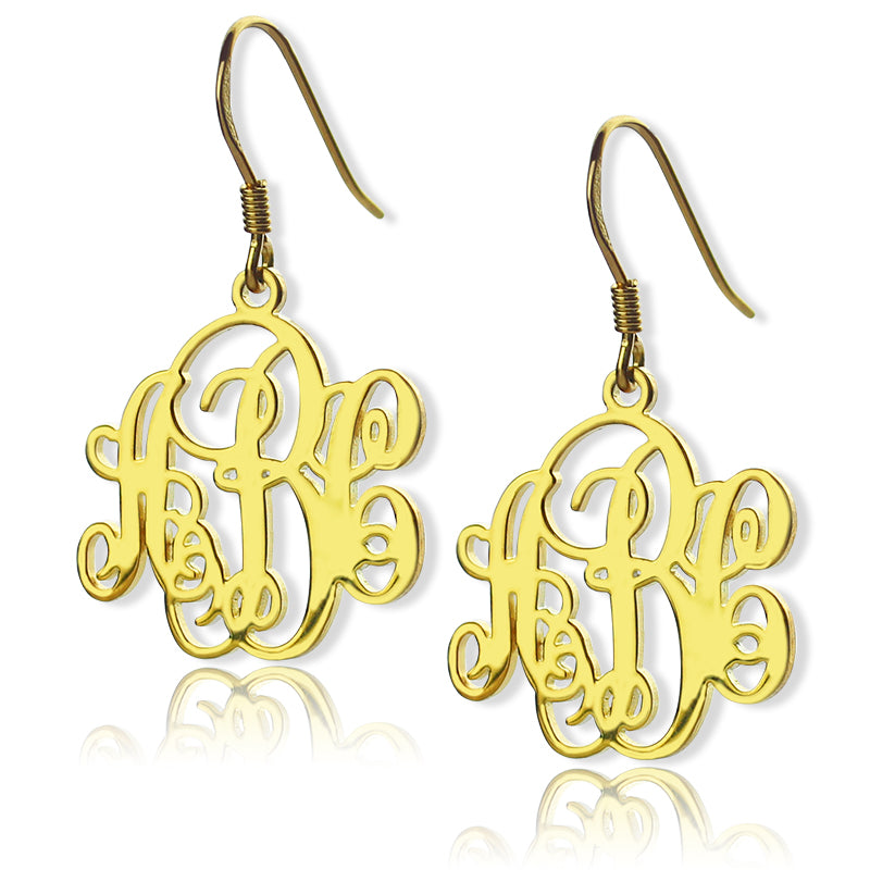 Gold Monogram Dangle Earrings 3