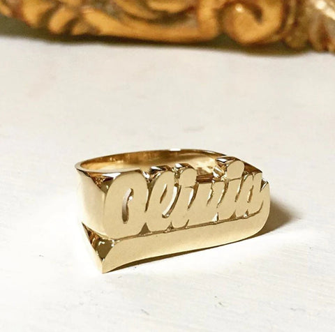 Large Gold Name Ring