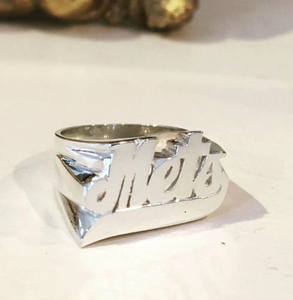 Large silver Name Ring Mets
