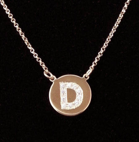 Small Gold CZ Initial Necklace by Purple Mermaid Designs Apparel & Accessories > Jewelry > Necklaces - 1