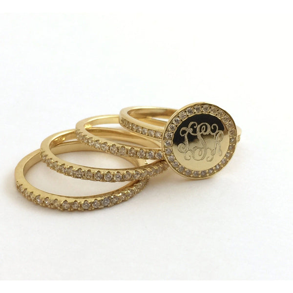 CZ Monogram Stackable Ring  2