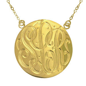 Hand Engraved Gold Disc Split Chain Necklace-Purple Mermaid Designs Apparel & Accessories > Jewelry > Necklaces - 2
