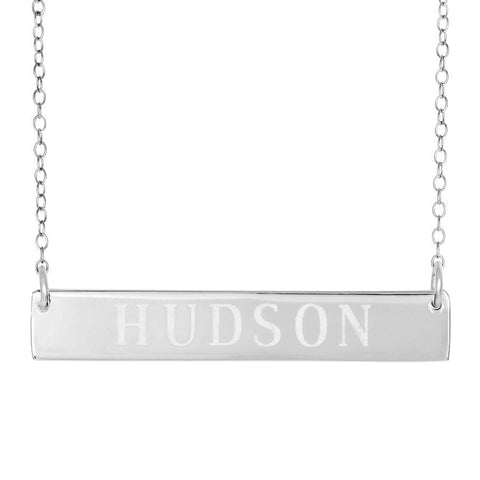 Sterling Silver Engraved Bar Necklace-Purple Mermaid Designs Apparel & Accessories > Jewelry > Necklaces - 1