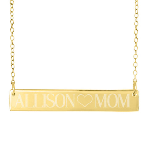 Gold Engraved Bar Necklace ~ 1 1/2 Inch by Purple Mermaid Designs Apparel & Accessories > Jewelry > Necklaces - 1