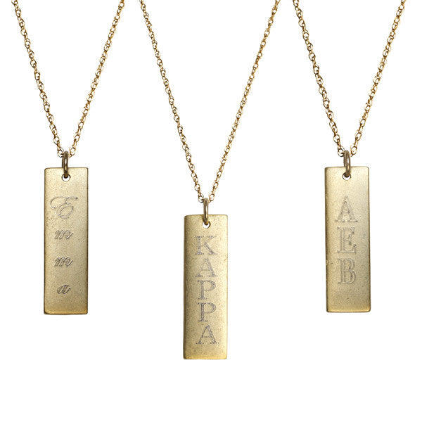 Engraved new arrivals rectangle necklace