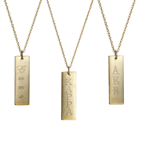 14K Gold Filled Engraved Rectangle Necklace Apparel & Accessories > Jewelry > Necklaces