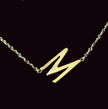 Gold Sideways Initial Necklace~Rope Chain by Purple Mermaid Designs Apparel & Accessories > Jewelry > Necklaces - 5