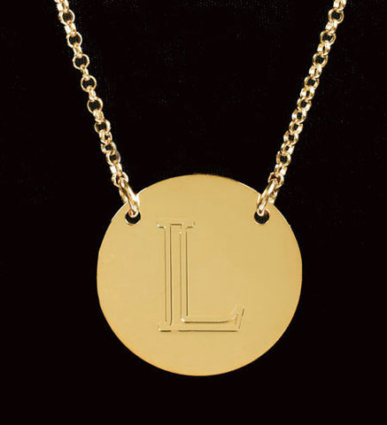Gold Engraved Initial Necklace by Purple Mermaid Designs Apparel & Accessories > Jewelry > Necklaces