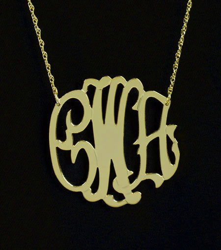 Gold Filled Monogram Necklace-Medium-Purple Mermaid Designs Apparel & Accessories > Jewelry > Necklaces