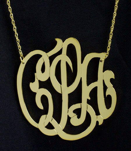 Gold Filled Monogram Necklace-Midsize- Purple Mermaid Designs - Main Image