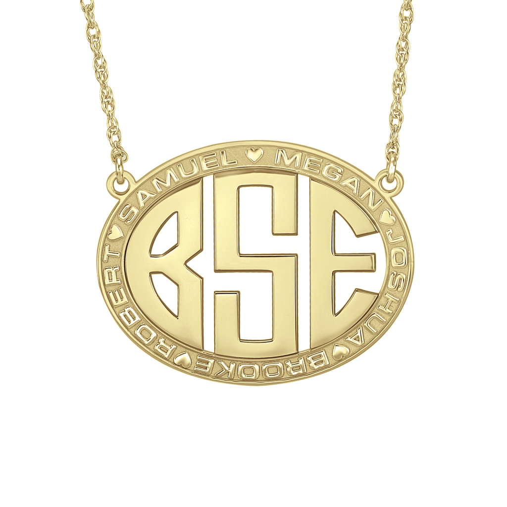 Original Border Oval Monogram Mothers Necklace-Alison and Ivy Apparel & Accessories > Jewelry > Necklaces - 1