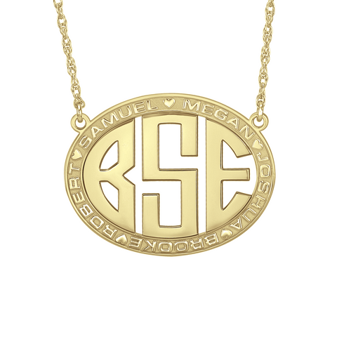 Original Border Oval Monogram Mothers Necklace-Alison and Ivy Apparel & Accessories > Jewelry > Necklaces - 1