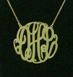 Big Slim Gold Monogram Necklace by Purple Mermaid Designs Apparel & Accessories > Jewelry > Necklaces - 4