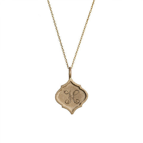 14K Gold Small Edge Crest Monogram Necklace Apparel & Accessories > Jewelry > Necklaces - 2