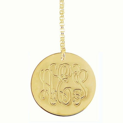 1 Inch 12K Gold Plated Engraved Disc Necklace Apparel & Accessories > Jewelry > Necklaces