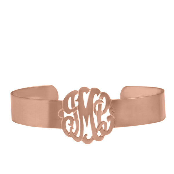 Rose Gold Monogram Cuff Bracelet by Purple Mermaid Designs Apparel & Accessories > Jewelry > Bracelets - 1