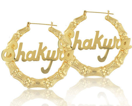 Keti Sorely Designs 24K Gold Plated Bamboo Name Earrings Apparel & Accessories > Jewelry > Earrings - 1