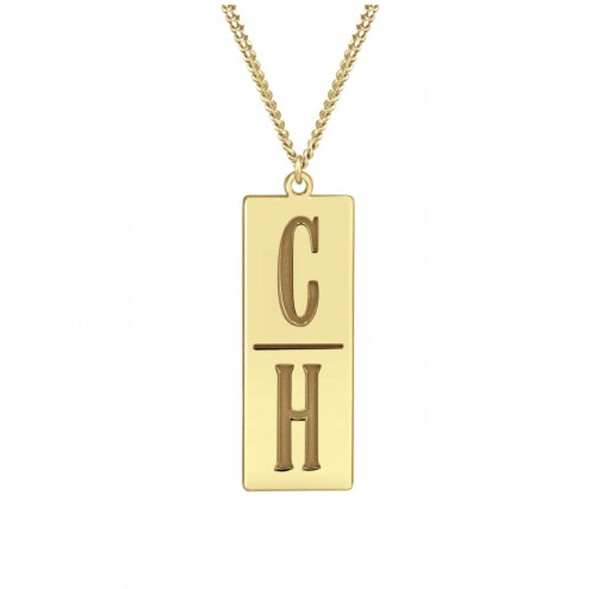 Mens Stacked Two Initial Necklace