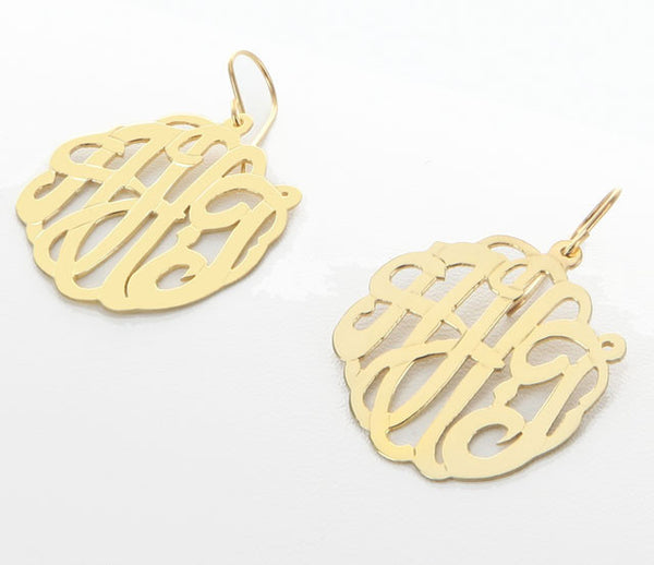 Gold Script Dangle Earrings by Purple Mermaid Designs~ Apparel & Accessories > Jewelry > Earrings - 2