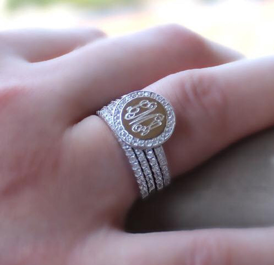 CZ Monogram Stackable Ring