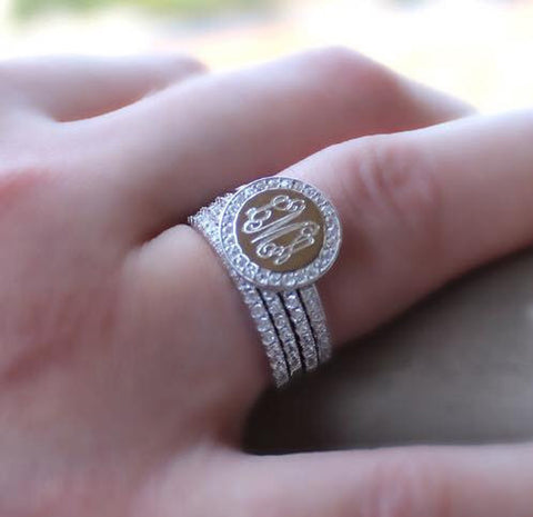 CZ Monogram Stackable Ring