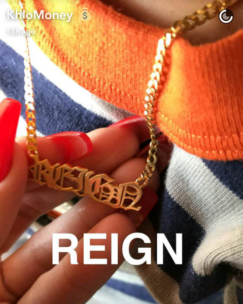 3D Gothic Nameplate Necklace - REIGN