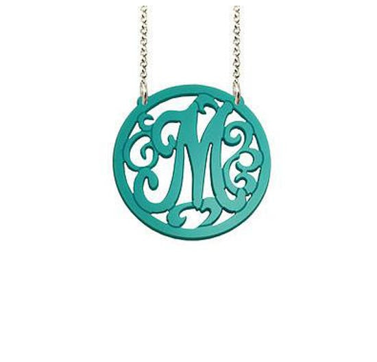 Acrylic Rimmed Initial Necklace by Purple Mermaid Designs
