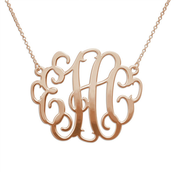 Script Monogram Necklace - Sterling Silver Apparel & Accessories > Jewelry > Necklaces - 4