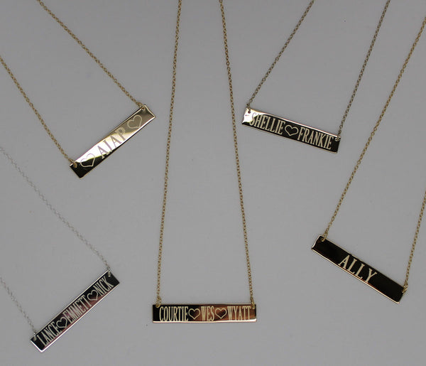 Gold Engraved Bar Necklace ~ 1 1/2 Inch by Purple Mermaid Designs Apparel & Accessories > Jewelry > Necklaces - 6