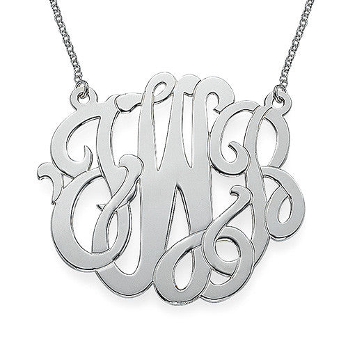 Scroll Monogram Necklace - Sterling Silver 16 inch / Small