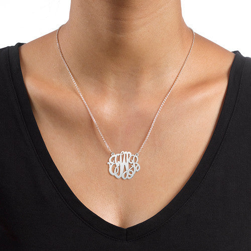 Scroll Monogram Necklace - Sterling Silver Apparel & Accessories > Jewelry > Necklaces - 4