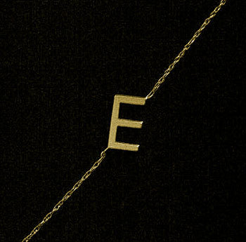 Gold Sideways Initial Necklace~Rope Chain by Purple Mermaid Designs Apparel & Accessories > Jewelry > Necklaces - 4