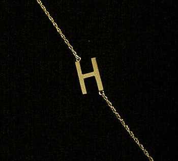 Gold Sideways Initial Necklace~Rope Chain by Purple Mermaid Designs Apparel & Accessories > Jewelry > Necklaces - 3