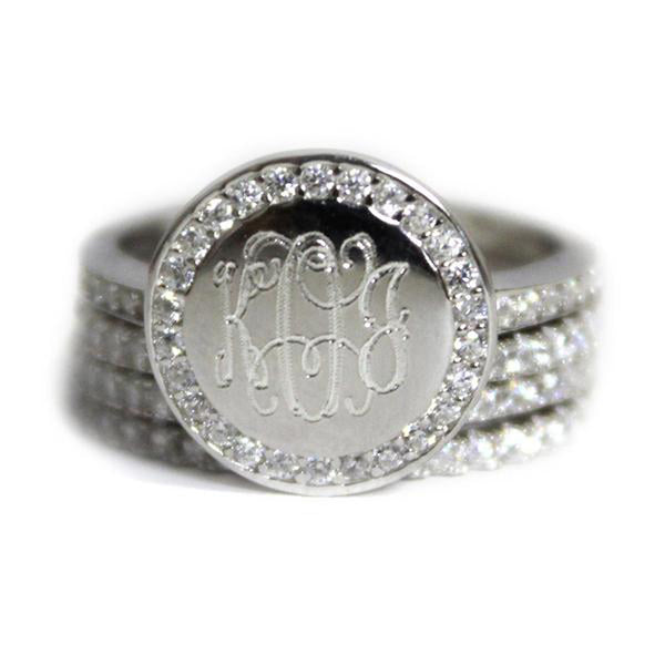 CZ Monogram Stackable Ring  3