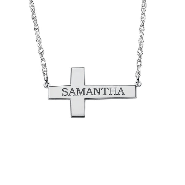 Sideways Cross Name Necklace Apparel & Accessories > Jewelry > Necklaces - 2