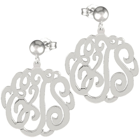 Sterling Silver Script Post Dangle Earrings by Purple Mermaid Designs Apparel & Accessories > Jewelry > Earrings