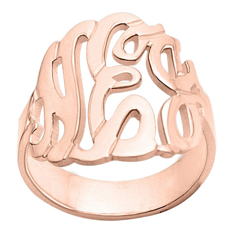 Rose Gold Monogram Ring~7/8 Inch by Purple Mermaid Designs Apparel & Accessories > Jewelry > Rings - 1