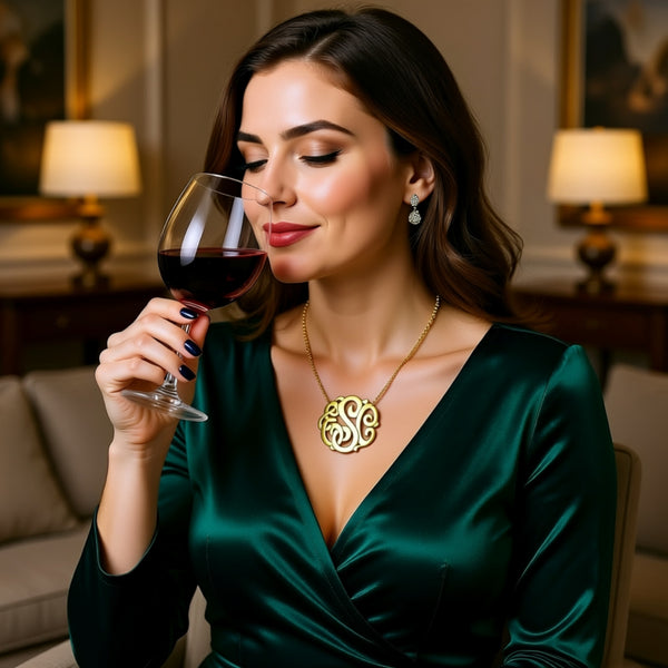 Gold Monogram Necklace-2 Inch-Purple Mermaid Designs Apparel & Accessories > Jewelry > Necklaces 2