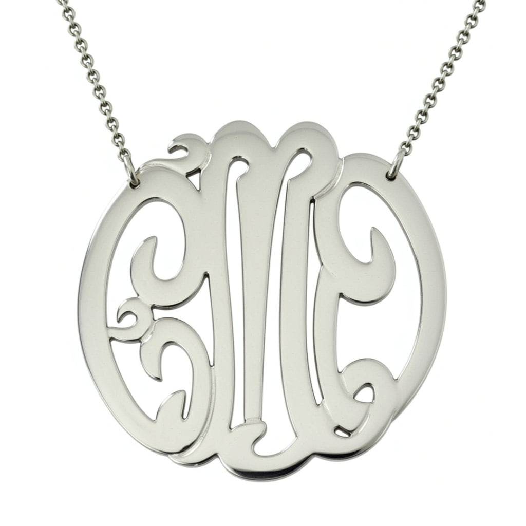 Sterling Silver Monogram Necklace-2 Inch-Purple Mermaid Designs Apparel & Accessories > Jewelry > Necklaces