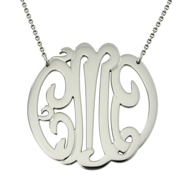Sterling Silver Monogram Necklace-2 Inch-Purple Mermaid Designs Apparel & Accessories > Jewelry > Necklaces