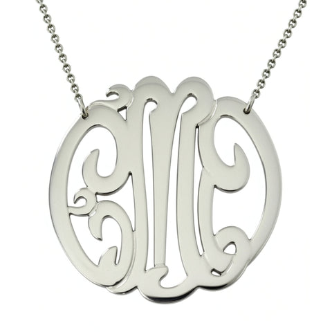 Sterling Silver Monogram Necklace-2 Inch-Purple Mermaid Designs Apparel & Accessories > Jewelry > Necklaces