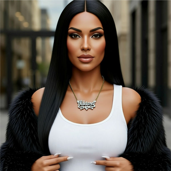Custom 3D Double Plated Cutout Name Necklace