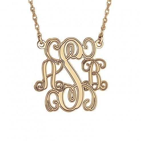 Interlocking Script Monogram Necklace rose gold