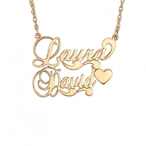 86353nr rose gold couples names and heart necklace